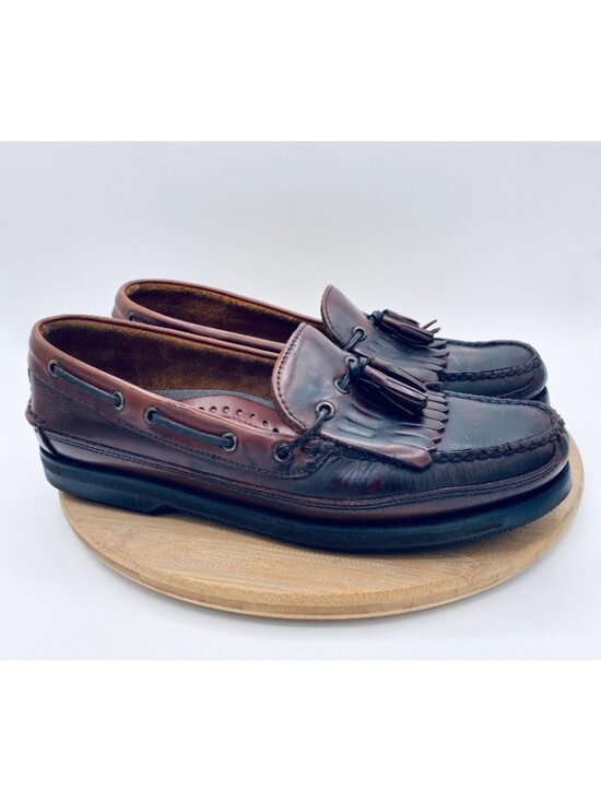 Vintage G H Bass Boat Shoes Mens 11.5 Brown Leather Mock Toe Tasseled Henry main image 10